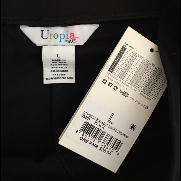 NWT Utopia by HUE Seamed Active Wear Leggings Pants. Size L - Picture 5 of 5